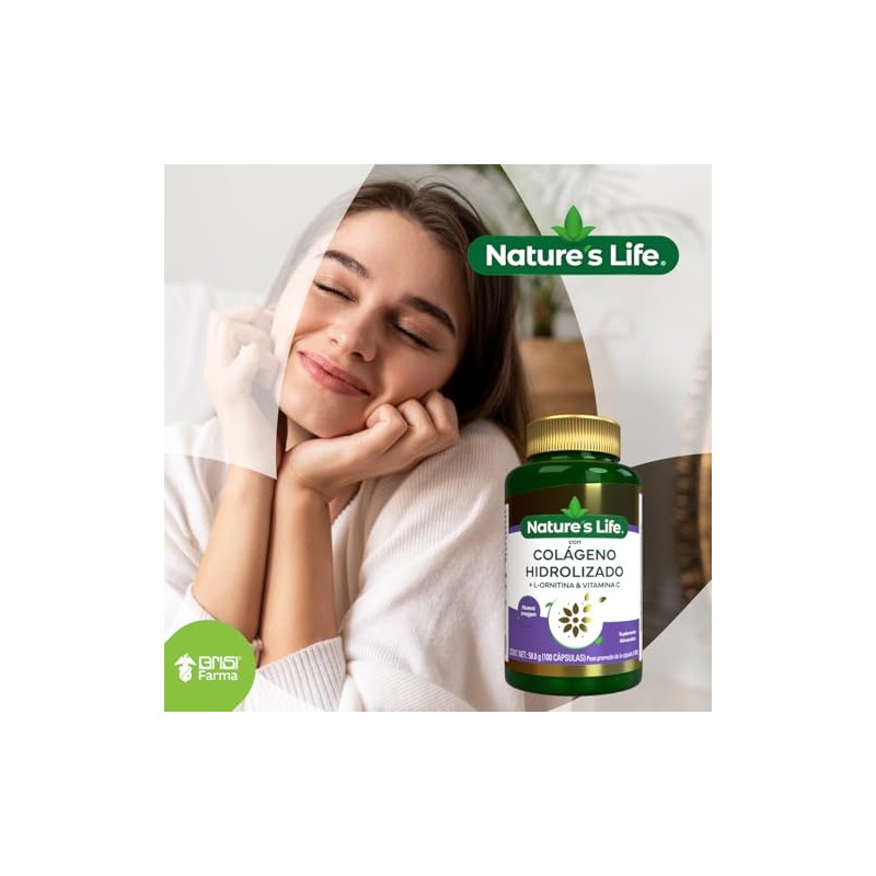 Nature Life Colágeno Hidrolizado Puro Ornitina Vitamina Suplemento Alimenticio Piel