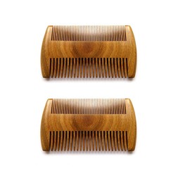 Myhsmooth Handmade Natural Green Sandalwood No Static Combs with Aromatic Scent - 2 PCS Pocket Combs for Long and Short Beards, Mustaches (4" Long Two Sides)