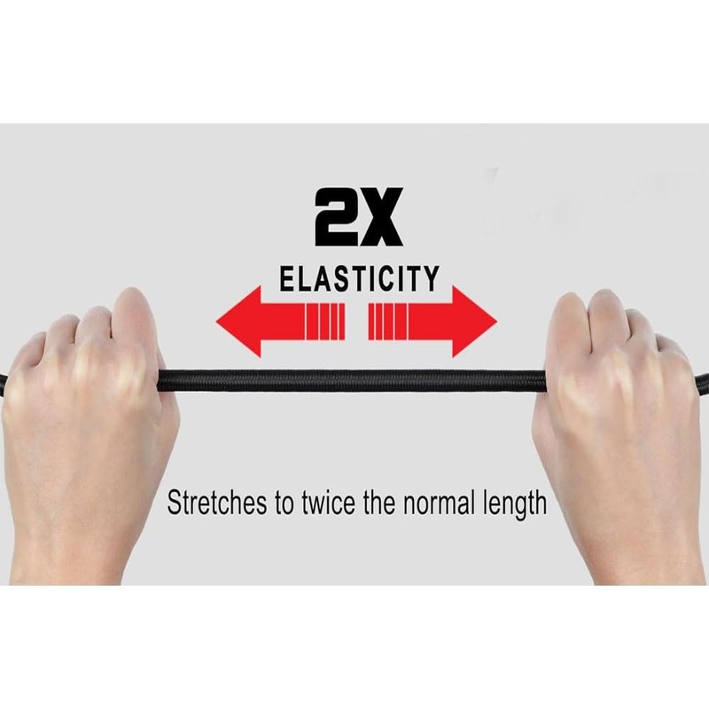 Adjustable Bungee Cords with Carabiner Hooks - Heavy Duty Elastic