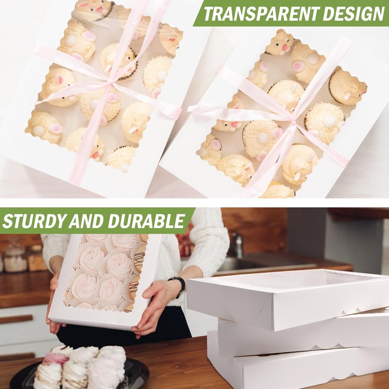 Rarapop 25 Pack Large Cookie Boxes with Window, 16x11x2.5 Inches