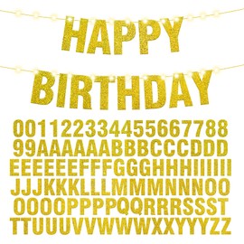 112 Pcs DIY Glitter Customizable Banner Kit Custom Banner Including 107 Letters and Numbers 3 Rope 2 Threading Device for Graduation Decoration Christmas Birthday Banner