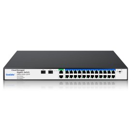 26 Port Gigabit Switch, Easy Smart Managed Ethernet Switch, Network Hub, Ethernet Splitter, Plug & Play, Fanless Metal Design, VLAN, Qos&IGMP Snooping, Desktop or Wall Mount