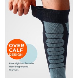 WEIERYA Merino Wool Socks for Skiing, Snowboarding, Winter Outdoors, Over the Calf, Warm Thermal Socks for Cold Weather Turquoise X-large 3 Pack