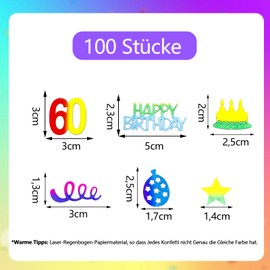 GoldRock Glitter Confetti 60th Birthday Decoration Large 1.4-5 cm, Pack of 100 Confetti 60th Birthday, Decoration 60th Birthday Woman Man Table Decoration 60th Birthday, Decoration 60th Birthday,