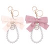 Guqqeuc Bow Pearl Wristlet Keychain for Keys Bag Charm Cute
