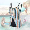 Fashionable Women Surf Clothing Rainbow Striped Sling Single Piece Set