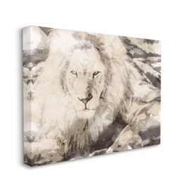 Stupell Industries Abstract Sepia Tone Jungle Lion Animal Portrait, Design by Daphne Polselli Canvas Wall Art, 24 x 30, Brown