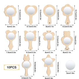 21 Stück DIY Holzspiegel Handwerk, DIY Kinder Malen Holzspiegel, Mini Holz Prinzessin Spiege, Bastelset Kindergeburtstag, DIY Holzspiegel mit Diamanten und Aquarellstiften Handwerk für Kinder