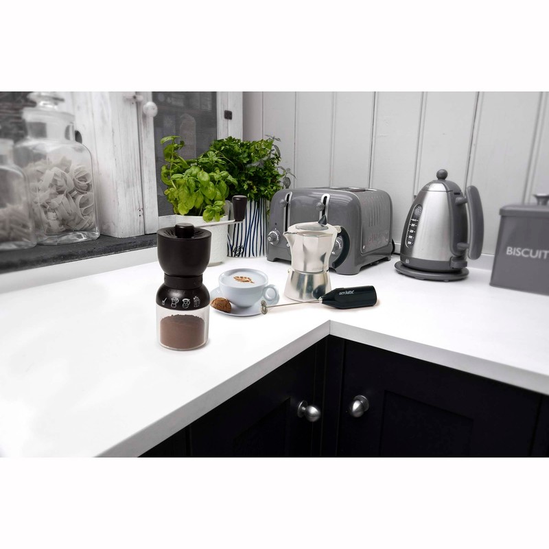 Aerolatte Precision Burr Coffee Grinder, Glass with Ceramic Mechanism, 1-Cup
