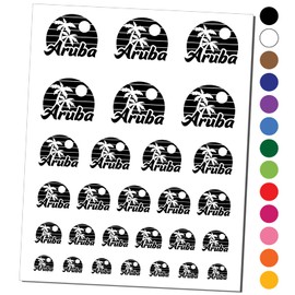 Aruba Destination Tropical Sunset with Palm Trees Temporary Tattoo Water Resistant Fake Body Art Set Collection - Hot Pink (One Sheet)