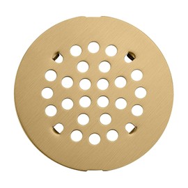 Evangeline Snap-in Shower Drain Cover 4-1/4 inch Shower Strainer Grid Round Replacement Floor Drain Cover Brushed Gold