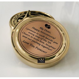 Anniversary Brass Sundial Compass with Special Engraved Greeting - Romantic Gift Ideas for Him/Her - Husband Gifts from Wife, Aniversity Gifts for Men, 50th/25th Wedding Anniversary