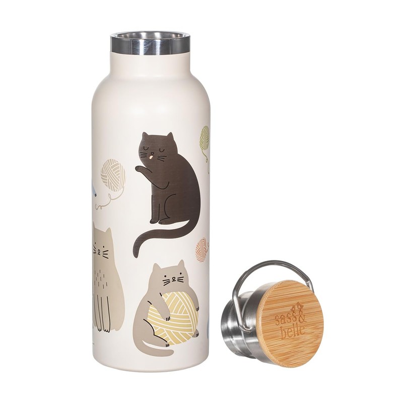 Sass & Belle Cats Metal Water Bottle