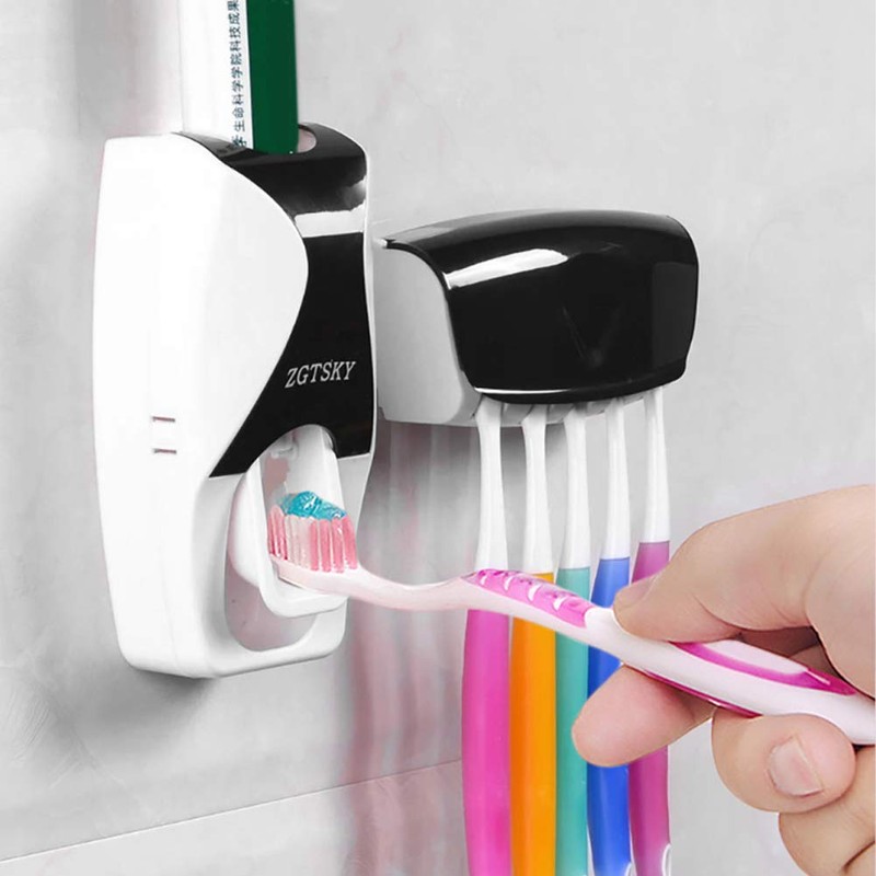 Toothpaste Dispenser Toothpaste Dispenser Black Abs Wall Mounted Toothbrush Toothpaste