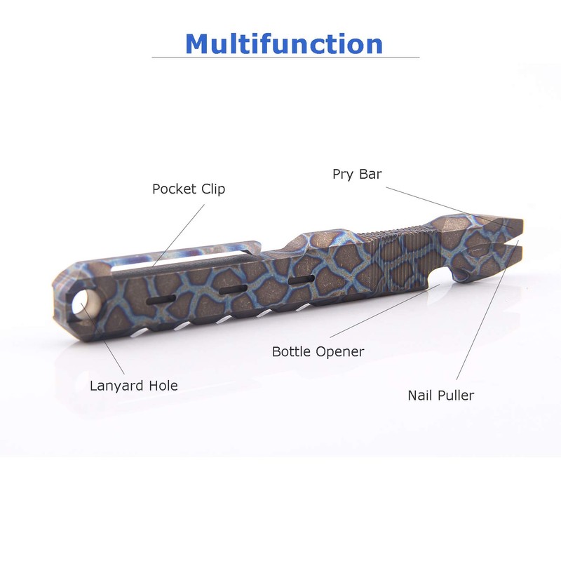 Hamans Titanium Pry Bar with Nail Puller Bottle Opener Function