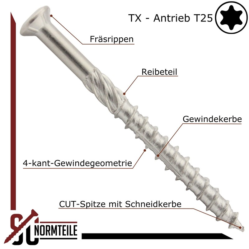Terrace Screws Made of Stainless Steel C1 | 5 x