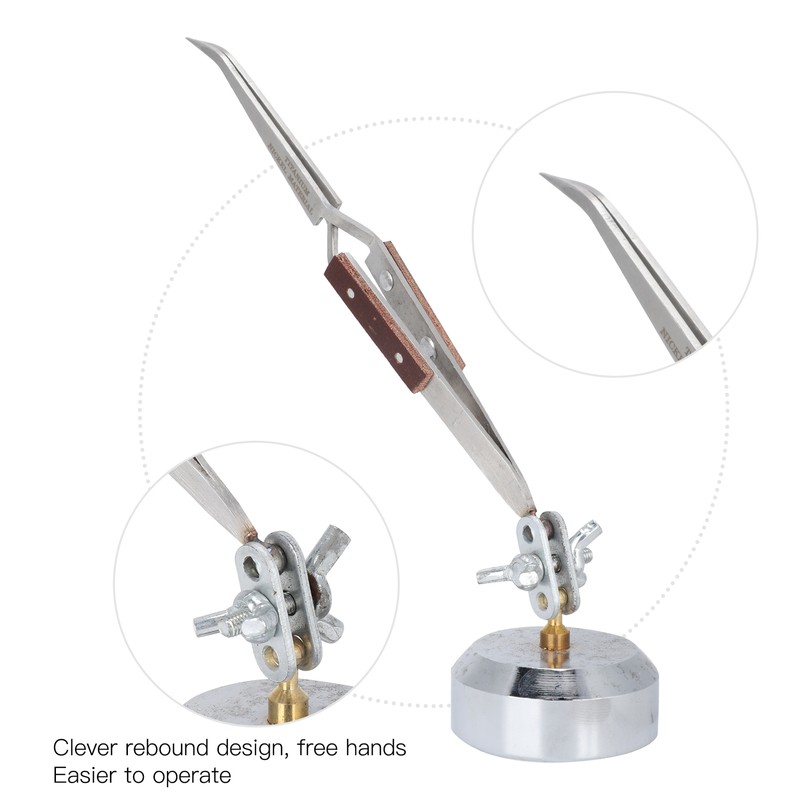 Third Hand Stand with Tweezer Jewelry Welding Straight Curved Tip