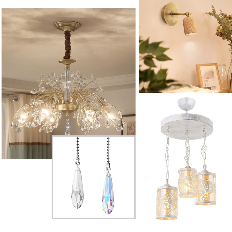 VGOL 2PCS Light Pull Cord Water Drop Pendant Light Switch