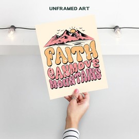 Christian Faith Wall Art for Girls - Chic Home Decor Aesthetic - Religious Decorations - Inspirational Quotes- Farmhouse Boho Bedroom Decor for Women- Positive Wall Artwork- spiritual Indie Room Print