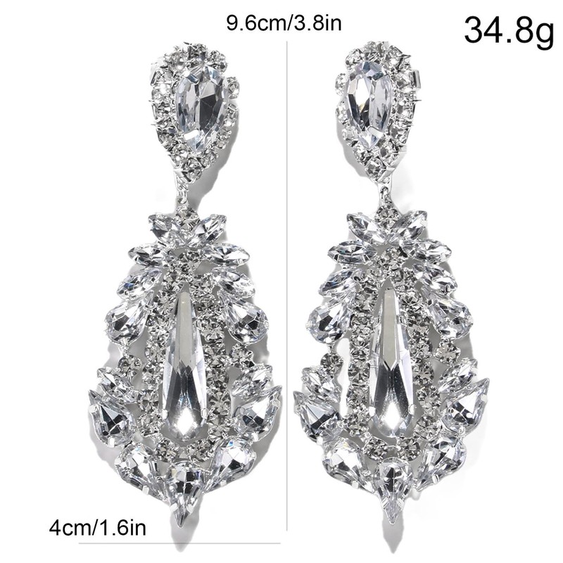 XSBODY Big Silver Chandelier Earrings for Women Dangling Bling Large