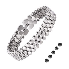 JEROOT Titanium Magnetic Bracelet, 4 mm Cubic Zirconia Bracelet for Women, Bracelet Magnetic Women's Magnetic Bracelet Energetix with Size Adjustment Tool, Gift Box (3500 gauss), Titanium