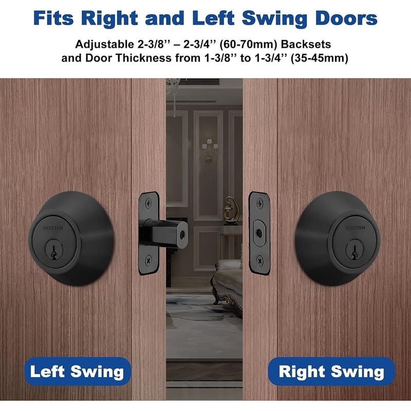 BESTTEN 3 Pack Keyed Alike Deadbolt, Single Cylinder Entry Door