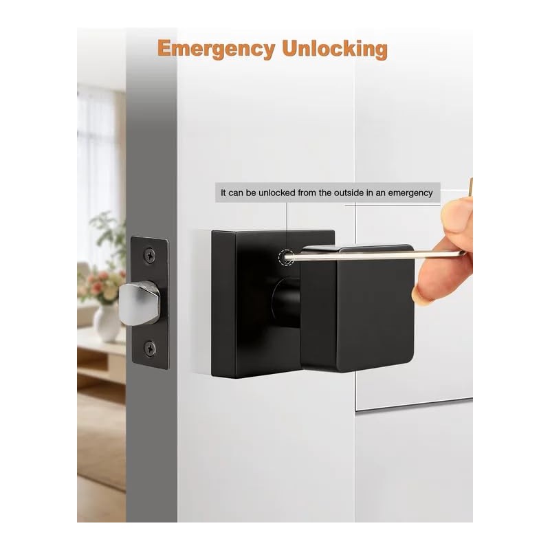 Probrico 1 Pack Black Square Door Knobs, Modern Heavy Duty
