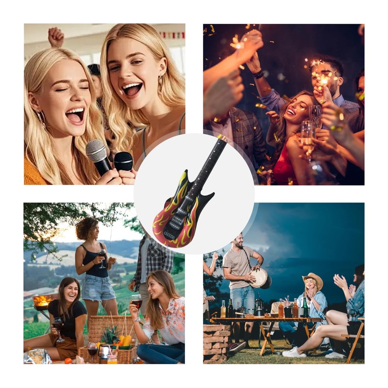 2 Pcs Inflatable Guitar,Blow Up Guitar,Inflatable Guitar Kids,Toy Guitar,Rock Flame