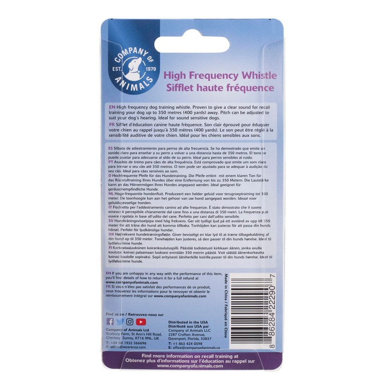 COMPANY OF ANIMALS High Frequency Whistle Ideal for Obedience and