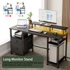 Furologee 51" Gaming Desk with Power Outlets & LED Lights,