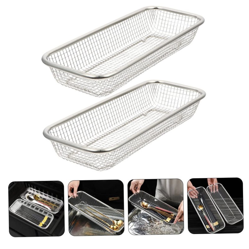TEHAUX 2Pcs Stainless Steel Dishwasher Basket Durable Cutlery Holder with
