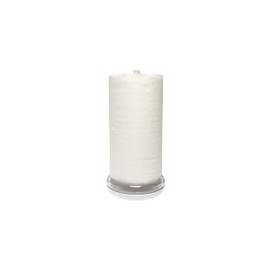 Omada Acrylic Paper Towel Holder: Standing Paper Towel Holder for Countertop – Clear Paper Towel Stand with White Base – Modern Kitchen Paper Roll Holder – Paper Towel Roll Dispenser