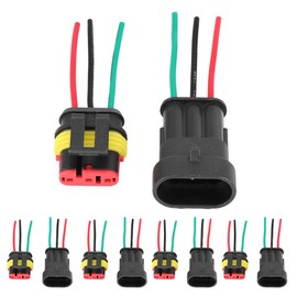 Acouto Conectores eléctricos de 3 pines Conector de 3 pines impermeable Conectores Eléctricos Automotrices 5 Juegos Coche 3 Pin Way Sealed Auto Conector Eléctrico a Prueba de Agua Kit de Enchufe