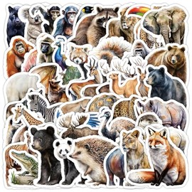 Realistic Zoo Animal Stickers for Laptop (50 PCS),Gift for Children Teens Adults Girl Boys,Waterproof Stickers for Water Bottle,Animal Jungle Vinyl Stickers for Scrapbook,Skateboard,Bike,Phone,Dairy