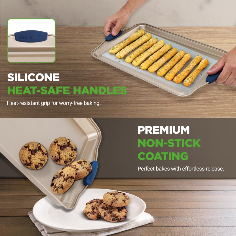 NutriChef 3‑Piece Non‑Toxic Cookie Sheets for Baking – Premium Carbon