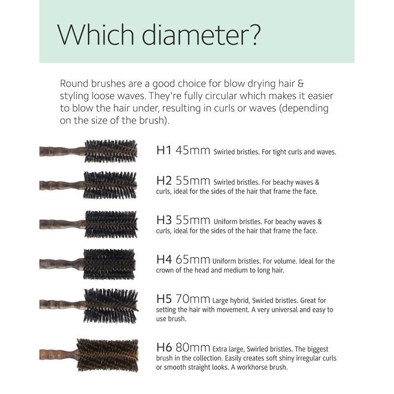 Ibiza Hair Boar Bristle Round Brush (H4-65mm) | Hybrid Boar/Nylon