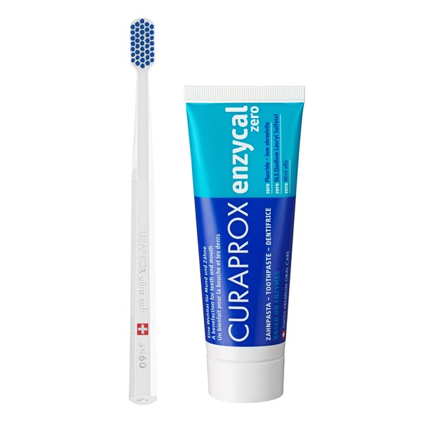 Curaprox Ultrasoft CS 5460 Toothbrush and 1x Toothpaste Enzycal Zero without Fluoride, SLS, No Menthol, 75 ml