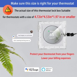 groword Thermostat Lock Box with Key Thermostat Cover Universal Thermostat Lock Box Clear Small Thermostat Guard for Wall Thermostats for All Type Nest Thermostat 4.72''*4.53''*1.97'' or Smaller