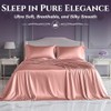 SLEEP SANCTUARY Satin Sheets King Size – 4 Piece Luxury