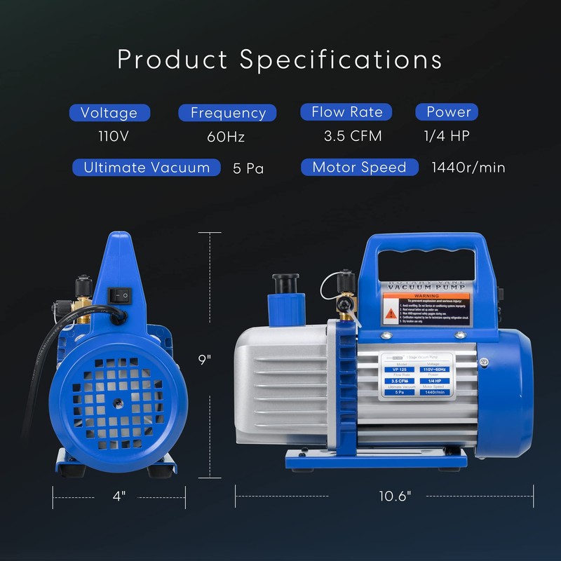VIVOHOME 110V 1/4 HP 3.5 CFM Single Stage Rotary Vane