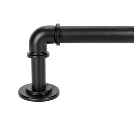 OLV Black Industrial Curtain Rods for Windows 48 to 84 Inch(4-7 ft),1'' Blackout Wrap Around Curtain Rods,Indoor and Outdoor,Matte Black,Size:36''-88''