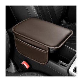 JNNJ Car Armrest Pad, Universal Centre Console Leather Pad Protection, Car Foam Armrest Box Mat for Most Vehicles, SUVs, Trucks, Cars (Brown)