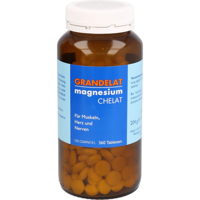 Grandelat Magnesium Chelat Tabletten für Muskeln, Herz und Nerven, 360