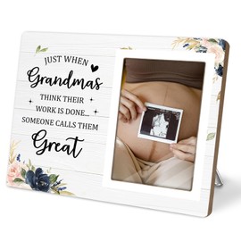 Grandma Gifts Photo Frame, Great Grandma Gifts for Gigi Grandmother Gifts Wooden Picture Frames, Pregnancy Announcement Picture Frames, Just When Grandmas Think Their Work Is Done (White Grandma, 4 x