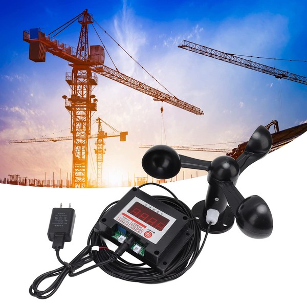 Tower Crane Anemometer, 3 Fan Blades Alarm Wind Speed Meter,