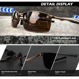 ANYLUV Mens Sunglasses Polarised, Premium Sports Sunglasses for Men Metal Frame with UV Protection for Fishing Driving (Brown/Brown)