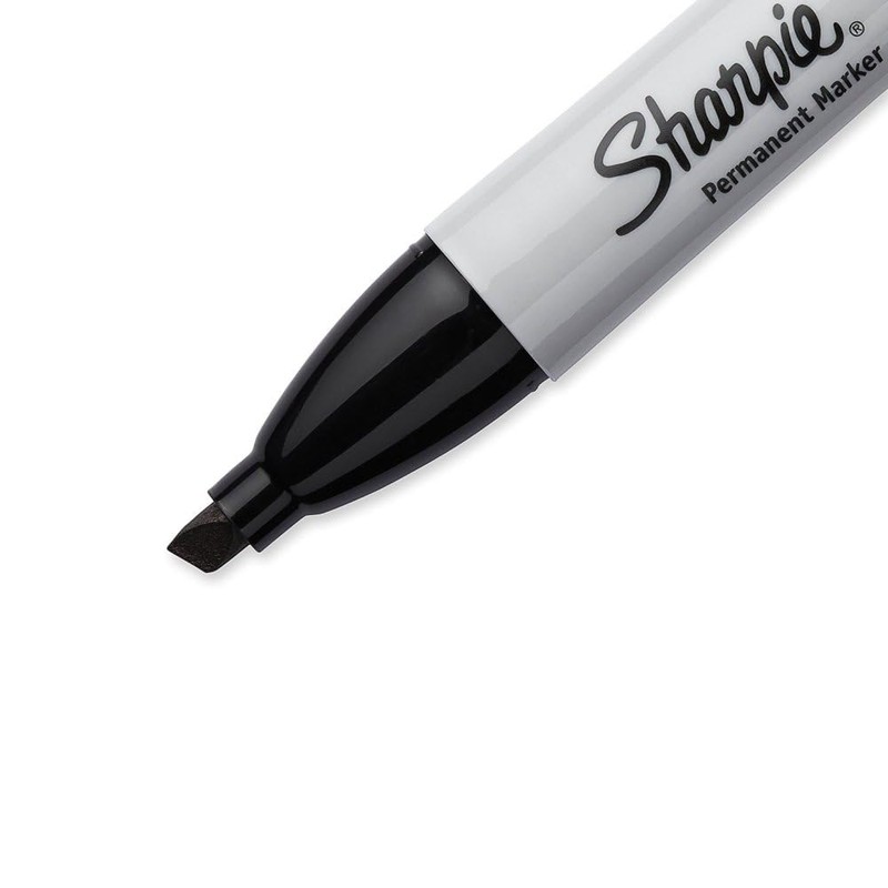 Sharpie Chisel Tip Permanent Markers, Black Ink, Pack of 2