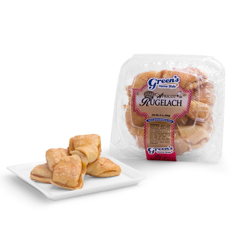 Green's Bakery Sugar-Free Apricot Rugelach Kosher Pastry - 8 oz.