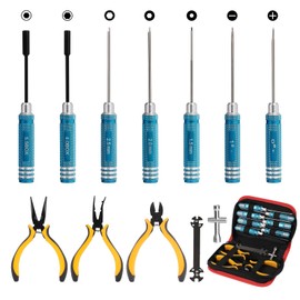 LALAGO 12-Piece Remote Control Car Tool Set, Hex Screwdriver, Pliers, Socket Wrench, RC Tool Set for Traxxas Arrma RC Car Drone Aeroplane Helicopter Vehicle Multirotors