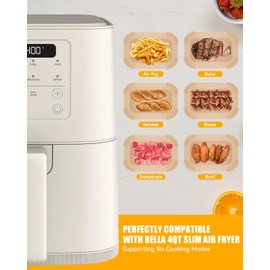 130PCs Air Fryer Paper Liners for bella 4Qt Slim Air Fryer(3.3lb Capacity), Rectangular Airfryer Disposable Parchment Paper Liner, Non-Stick Food-grade Air-Frier Accessories Rectangle Free of Bleach
